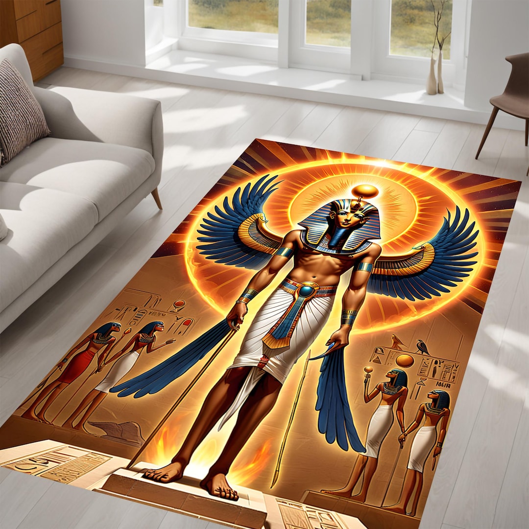 Egyptian Rug, Sun God Rug, Vibrant Ra Rug, Ancient Rug, Egyptian Rug ...