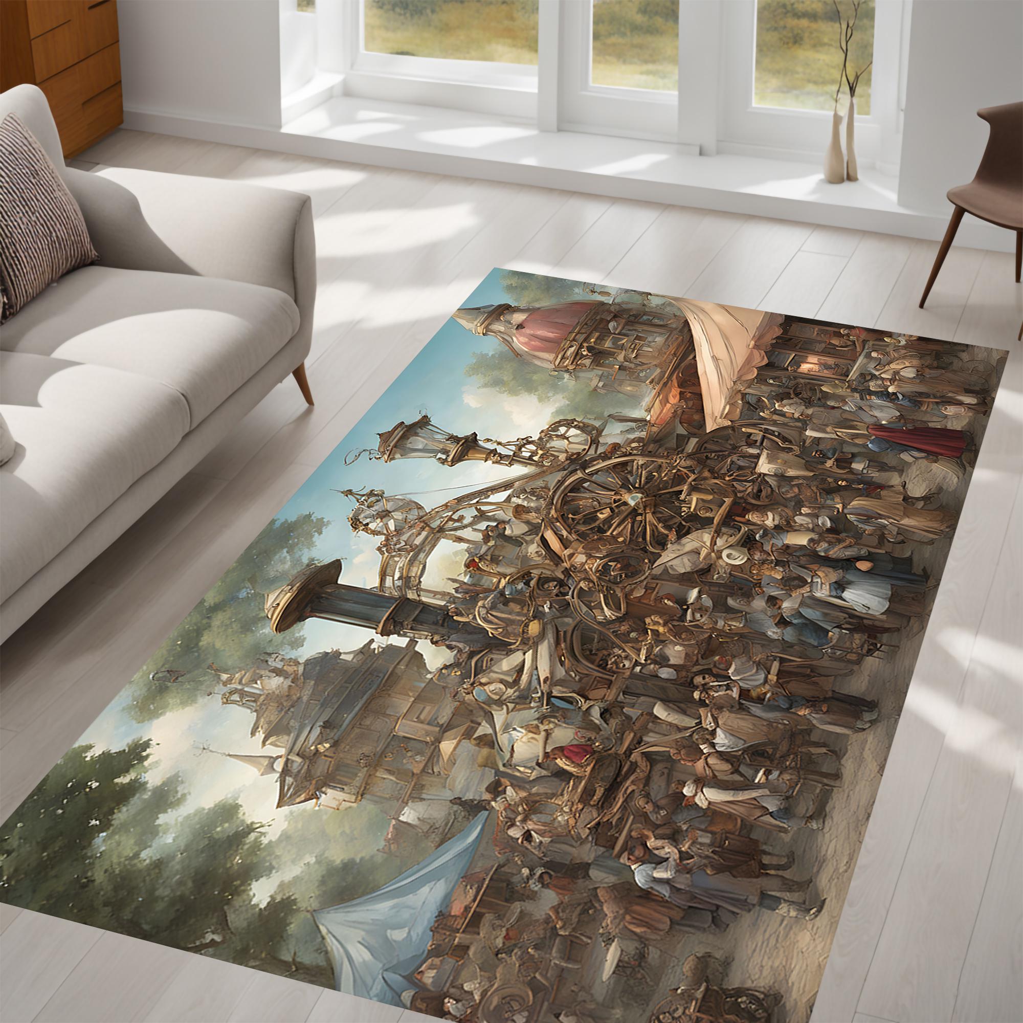 Fair Rug Steampunk Rug, County Fair Rug, Victorian Rug, Mechanical Rug, Vintage ...