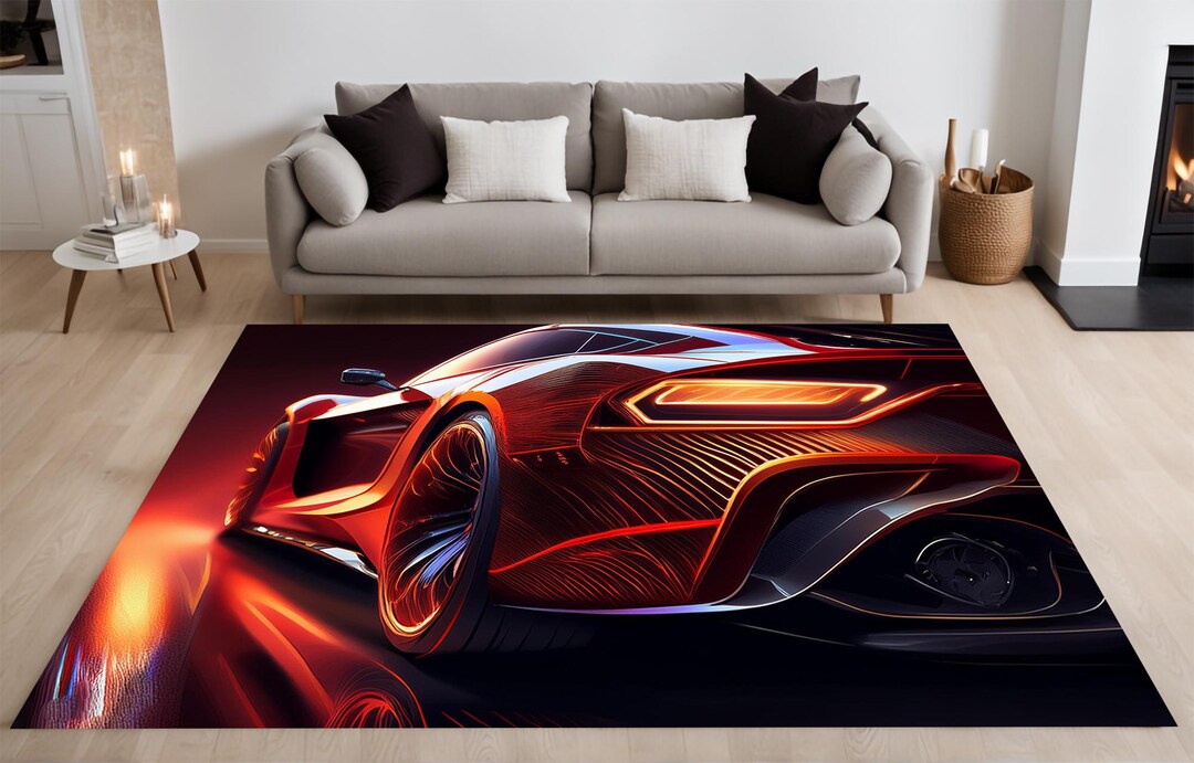 Speed Car Rug, Modern Sports Car Rug, Auto Enthusiast Rug, Art Rug ...