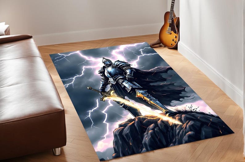 Meta Knight Rug Storm Knight Rug, Medieval Rug, Armor Clad Rug, Electric Storm Rug ...