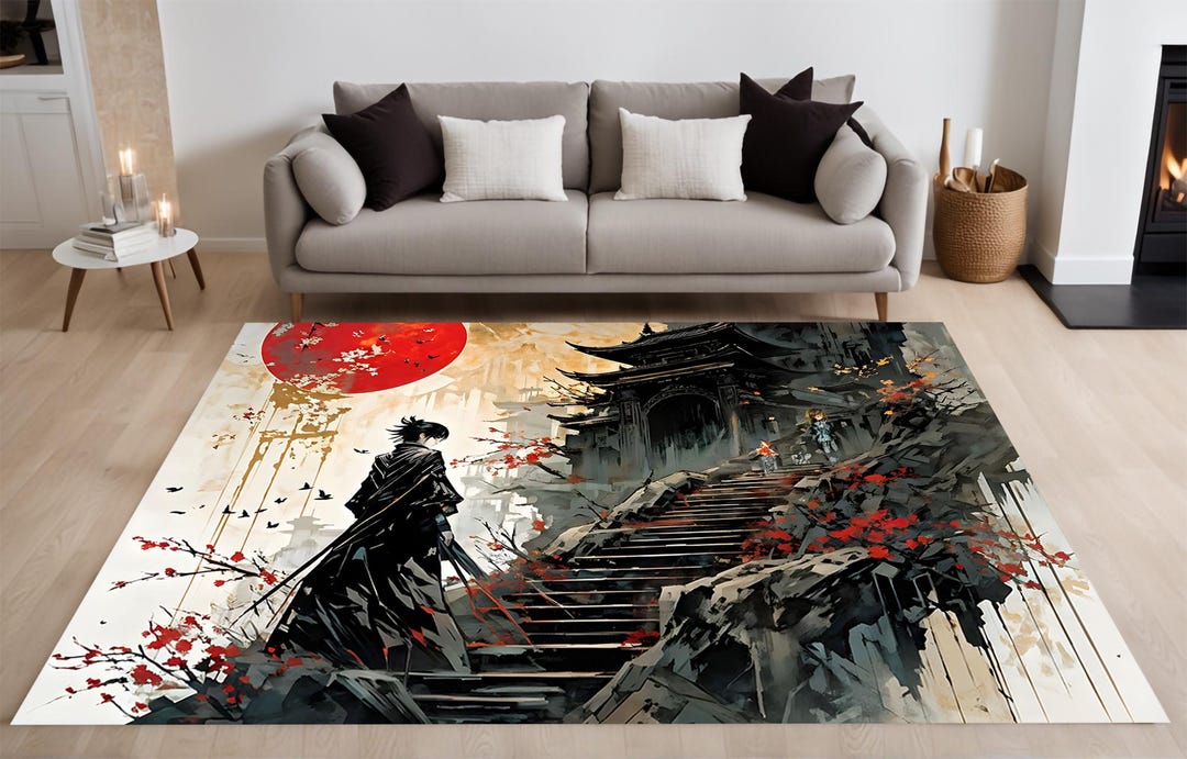 Hashira Rug Samurai Twilight Rug, Red Sun Rug, Blossoms Rug, Dark Warrior Rug ...