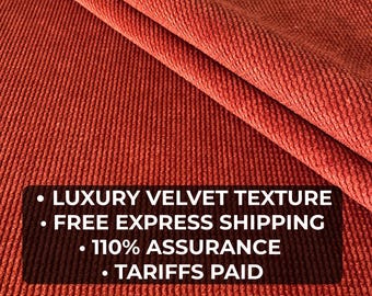 Tela de tapicería de terciopelo terracota cortada a medida, terciopelo grueso acanalado y afelpado, tela resistente para sofás y sillas, tela para muebles con textura naranja quemada