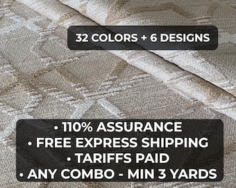 Geometric Jacquard Upholstery Fabric by Yard – Beige Textured Woven Contract Material for Performance Sofas & Seating, Bulk 3–15 Yards