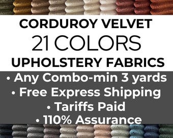 Corduroy Velvet Upholstery Fabric by Yard – Soft Ribbed Plush Velvet, Commercial Durability for Sofas, Chairs, Cushions, Bulk 3–15 Yards