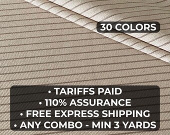 Striped Upholstery Fabric by Yard – Mink Thin Line Herringbone Woven Luxury Finish Material for Chairs, Sofas, Cushions – Bulk 3–15 Yards