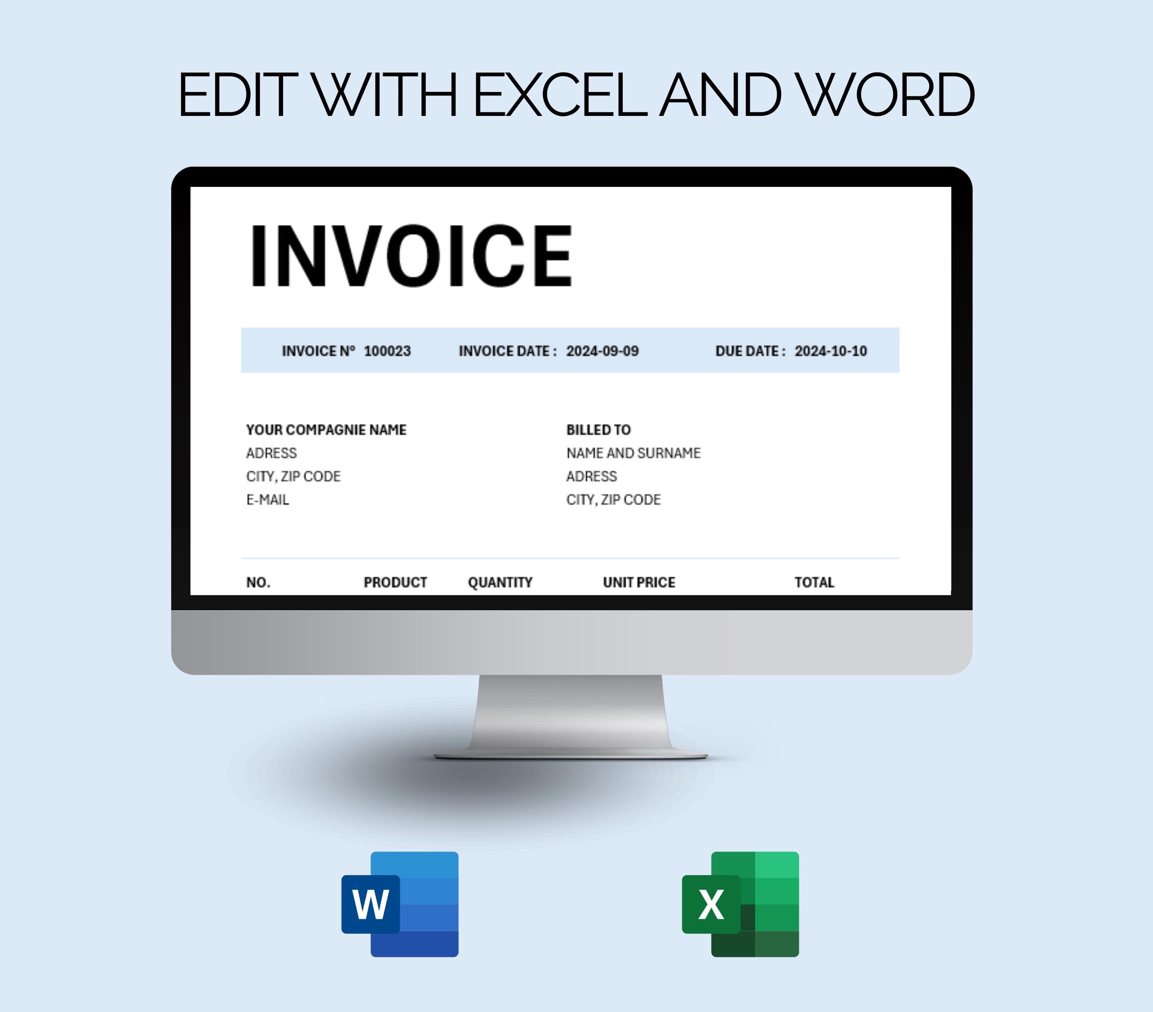 Invoice Template | Professional Invoice | Business Template | Microsoft ...