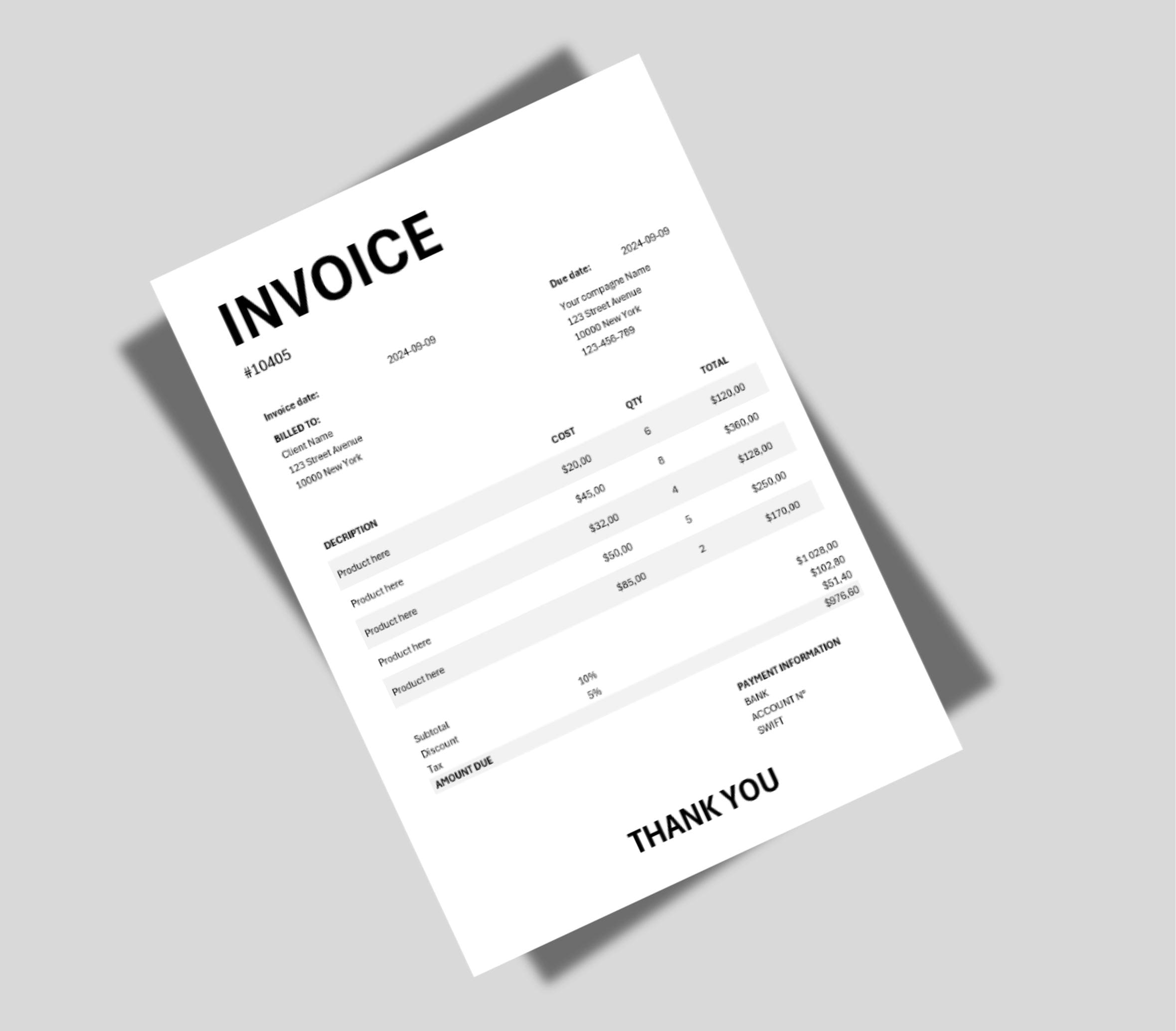 Invoice Template | Professional Invoice | Business Template | Microsoft ...