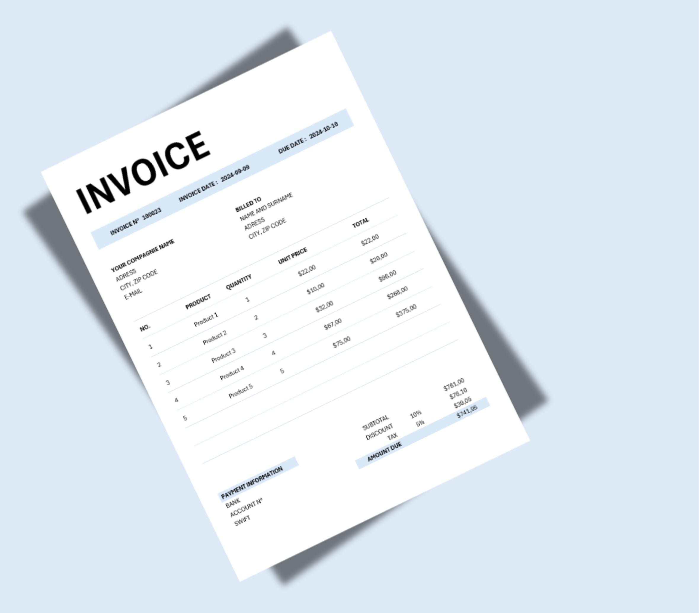 Invoice Template | Professional Invoice | Business Template | Microsoft ...