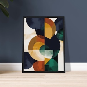 Geometric Abstract Wall Art Print, Mid Century Modern Bauhaus Inspired Home Decor, Bold Colorful Shapes, Wall Art Set