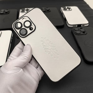 Iris leather Phone Case Men Woman Couple neutral iPhone16 15 14 13 12 11 pro Max plus Opium Cross Y2K white Designer Cross Black Cover