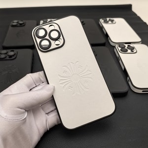 Cross Iris leather Phone Case Men Woman Couple neutral iPhone16 15 14 13 12 11 pro Max plus Opium Designer Cross Black Y2K white Cover