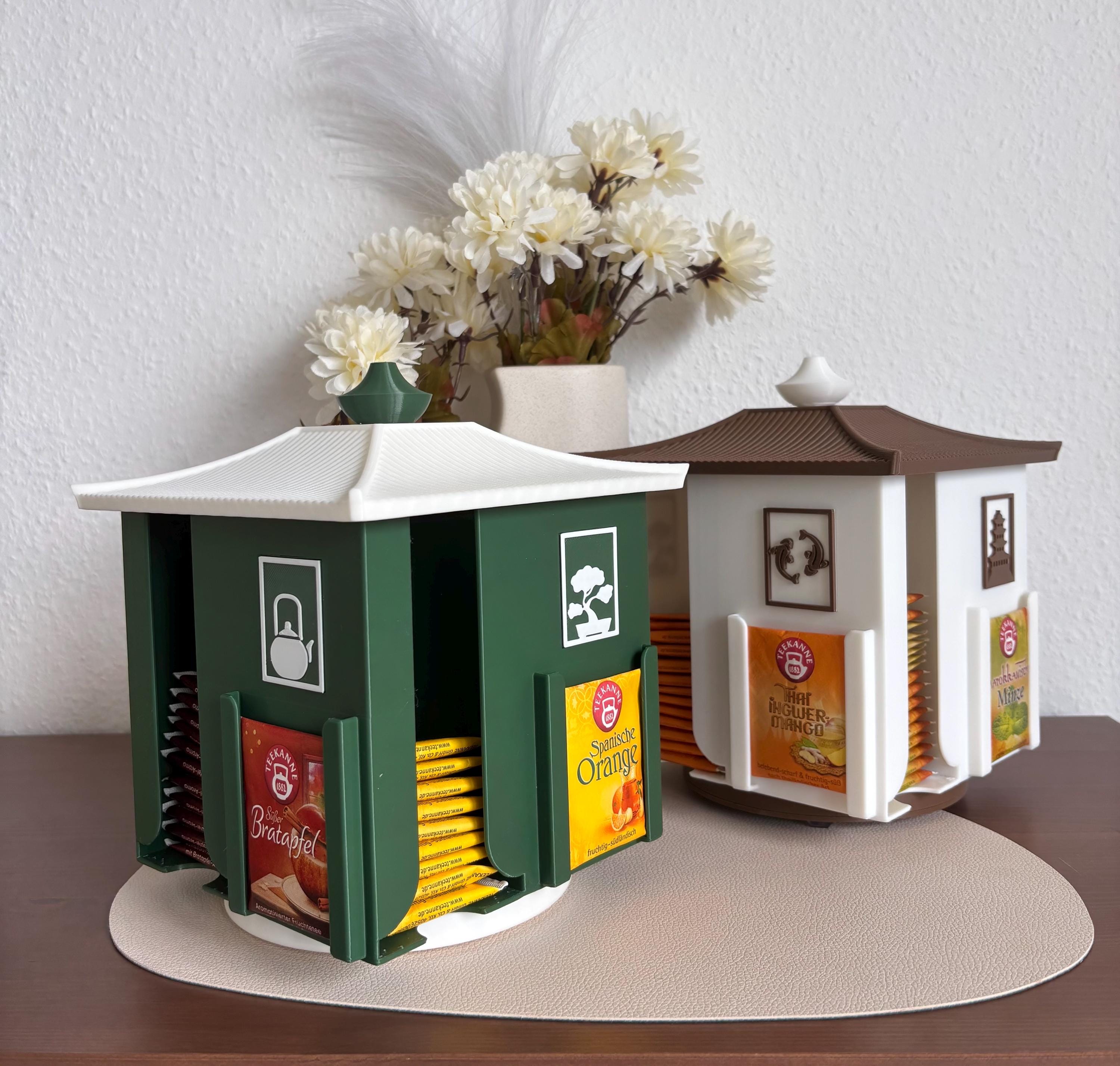 Rotating 3d-printed Teahouse - Tea Bag Organizer, Customizable