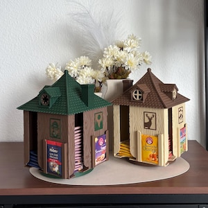 Teehaus Hütte drehbar – 3D Druck Teebeutel Organizer, Waldhütte, Teebox - Farbe wählbar