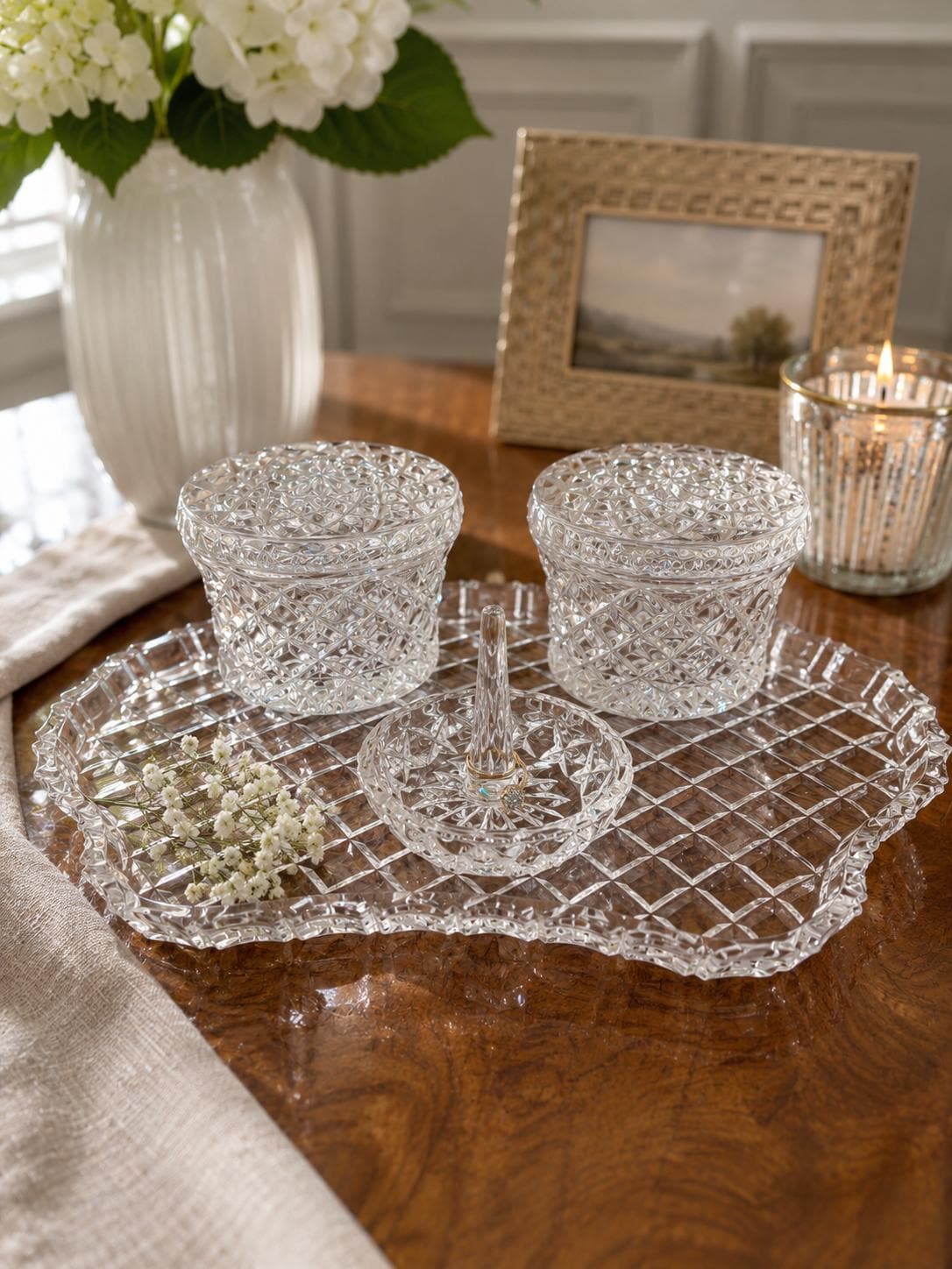 Cut Glass Dressing Table Set