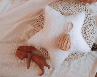 White star pillow, Boucle Decorative Pillows for winter cabin, nursery pillows star shape pillow, baby boy pillow