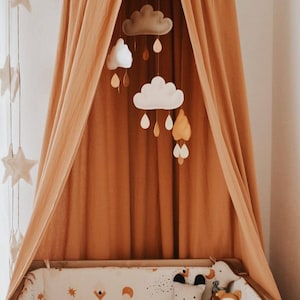 Rust, Ochre, Beige, White, Taupe Baby Mobile, Cloud mobile-Neutral gender nursery mobile-neutral baby gift, Boho Mobile image 8