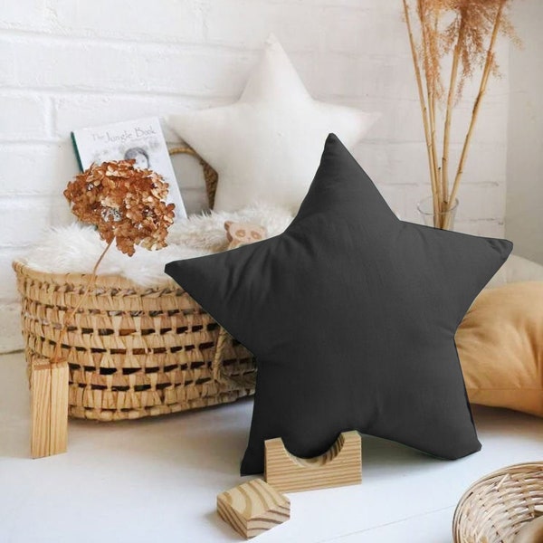 Black Star Pillow |  Nursery Decor Pillow Set, Moon pillow, Nursery Throw Pillows, Star Cushion, Moon Cushion, Toddler pillow set