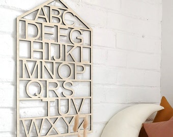 Holz Alphabet, ABC Zeichen, Holz Alphabet Zeichen, Alphabet, Kinderzimmer Wandbehang