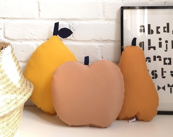 Decorative fruit shape pillows. lemon shaped cushion, Pear shaped pillow, Apple shaped pillow, fruit citrus pillow decor, The butter flying