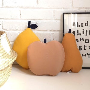 Decorative fruit shape pillows. lemon shaped cushion, Pear shaped pillow, Apple shaped pillow, fruit citrus pillow decor, The butter flying