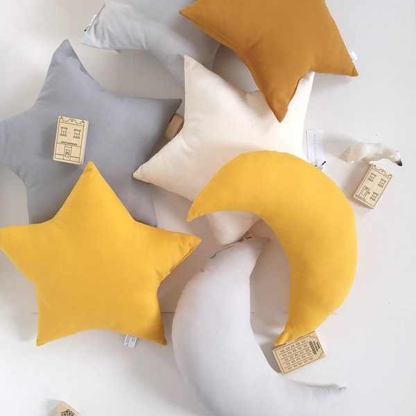Yellow Mustard star pillow, Star Children’s Cushion, Cushion Mustard, Kids room decorative pillow, kids pillow, kids room decor,