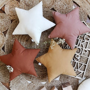 Dark terracotta Star pillow, Star shaped pillow, Star decorative pillows, Amber Nursery Decor, Baby boy nursery decor image 1