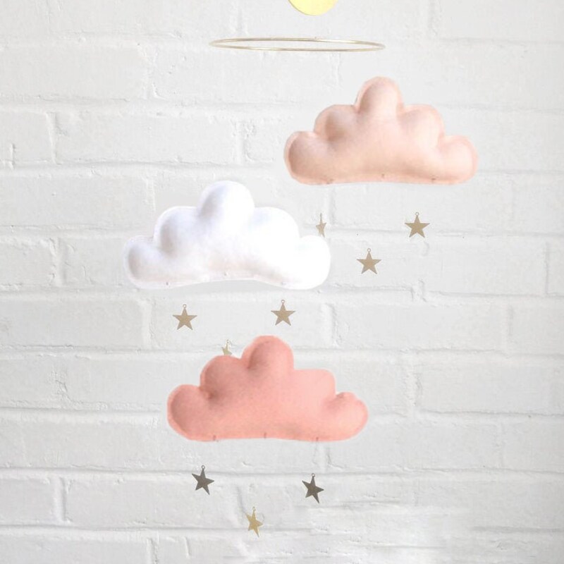 Star, Moon and Cloud Mobile - Pink/Purple main image 0
