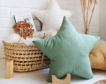 Sage Green Star pillow, Nursery pillow, Star Decorative Pillow, Green Nursery Pillow, Nursery Decor Sage Green, Matcha Green Nursery ideas