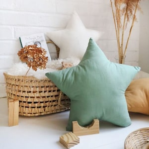 Sage Green Star pillow, Nursery pillow, Star Decorative Pillow, Green Nursery Pillow, Nursery Decor Sage Green, Matcha Green Nursery ideas image 1