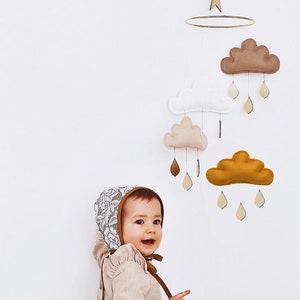 Neutral Gender Nursery Mobile, Baby Mobile, Cloud Mobile, Neutral Perfect Baby Gift zdjęcie 6