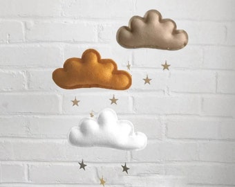 Boho Baby Cloud Mobile Crib Baby Mobile Nursery Cot Mobile Neutral Rainbow Baby Mobile Ceiling Mobile Boho Mobile Hanging Newborn Shower