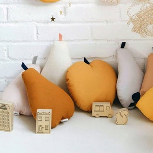 Pear Pillow, Apple Pillow, Lemon Pillow, Fruit Pillow, Fruit Shaped Pillow, Summer Fruits Decor, Housewarming Gift, Gift for Plant Lovers