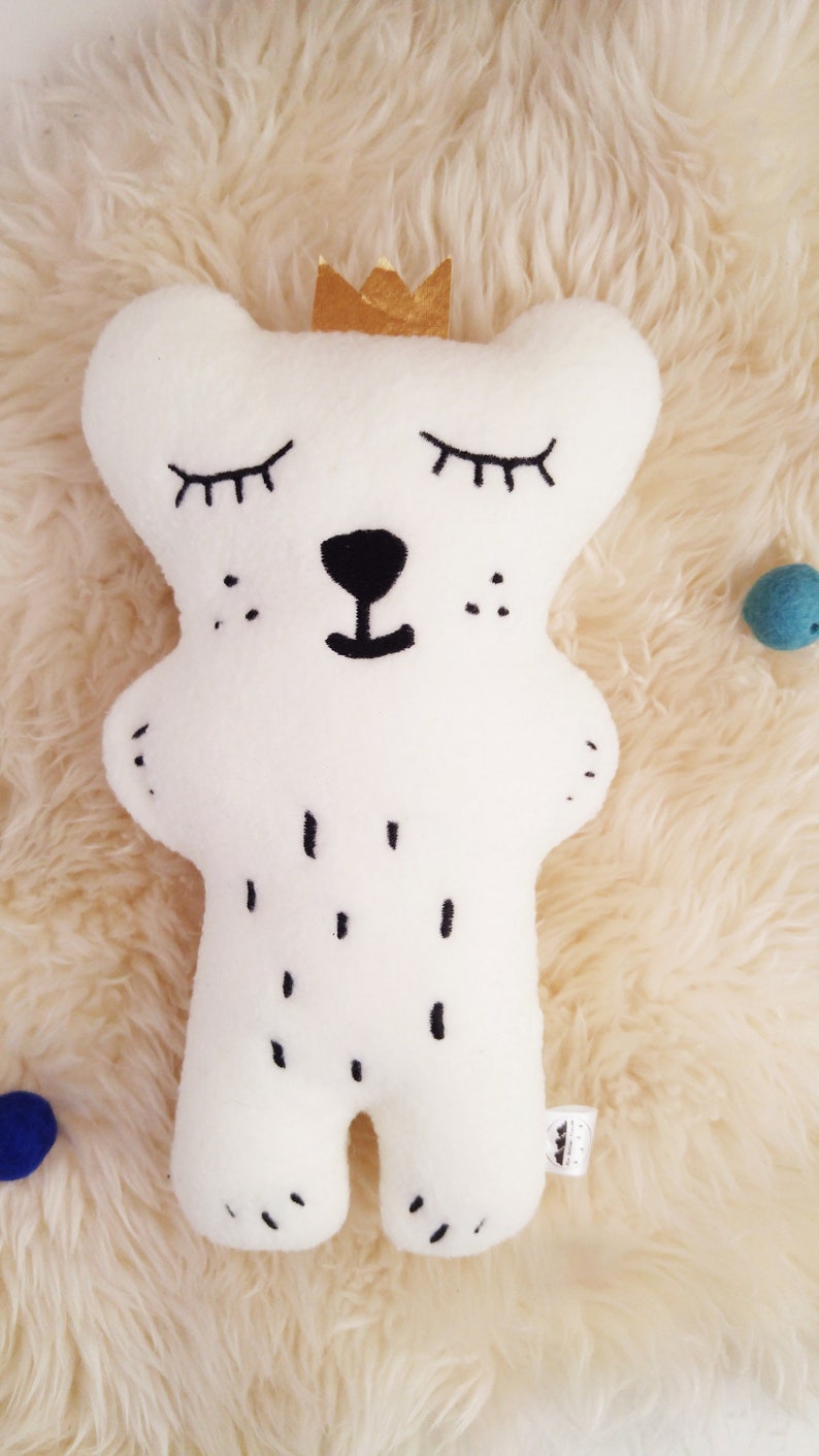 Neutral Sleepy Bear Soft Toy, Polar bear plush toy, Teddy bear, polar bear, bears, woodland animal, stuffed animal, Baby Shower gift, Plush White