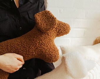 Sherpa Dog Shaped Pillow Plush Toy, Brown Dachshund Plush Toy