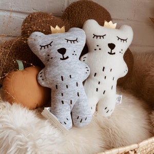 Neutral Sleepy Bear Soft Toy, Polar bear plush toy, Teddy bear, polar bear, bears, woodland animal, stuffed animal, Baby Shower gift, Plush Light Grey