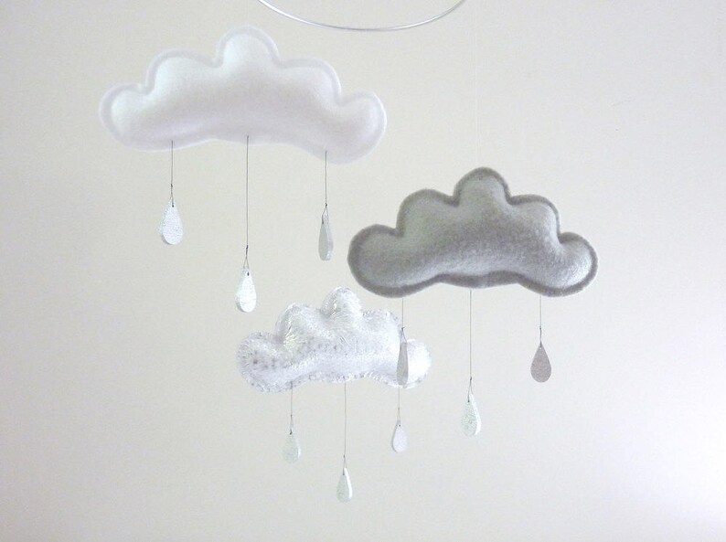 Gender Neutral Baby Mobile Silver and grey nursery mobile-Waldorf Mobile, Crib Mobile,Cloud Mobile Spring Baby Mobile scandi Nursery image 5