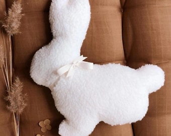 Oreiller de lapin de Pâques, oreillers de Pâques, peluche douce de lapin de sherpa, décor de Pâques de lapin, oreiller de lapin blanc, décor de ressort, cadeau d'amant de lapin