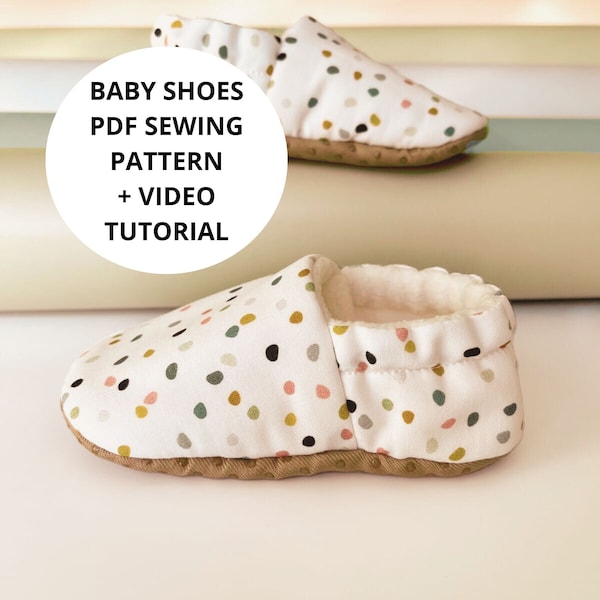 Patrón de costura de zapatos de bebé recién nacido, vídeo y descarga instantánea en PDF con instrucciones paso a paso, zapatos de suela blanda para niños pequeños