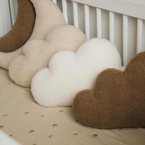 Teddy Boucle Cloud Cushion | 4 Neutral Colors | Nursery Cloud Pillow | Boucle Decor Pillow | Soft Nursery Decor Pillows | Baby Shower Gift