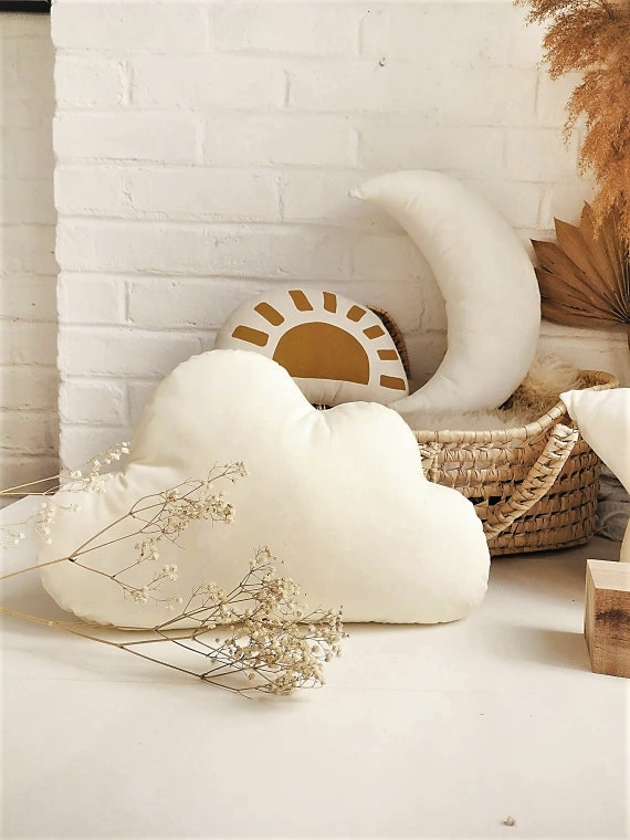 1 coussin nuage 70 cm large pour décoration chambre enfant, blanc