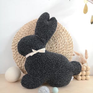 Plush bunny pillow gift idea for Easter, nursery decor and kids room styling