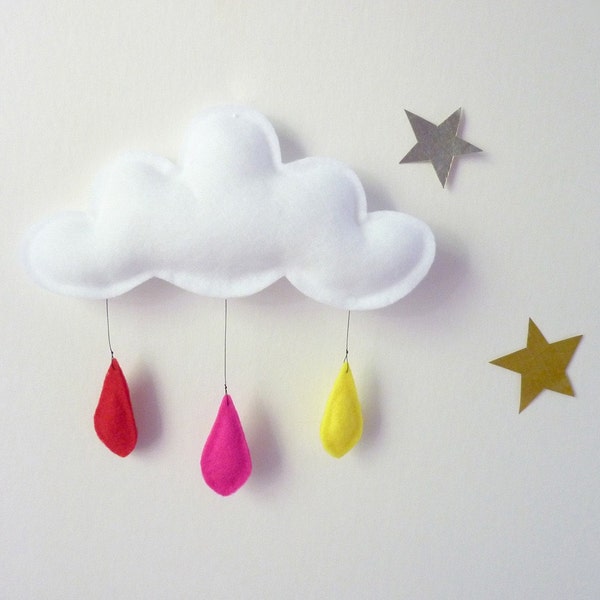 Cloud mobile.... Rain of colors....RED-BRIGHT PINK-YELLOW