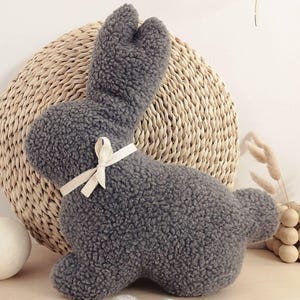 Plush bunny pillow gift idea for Easter, nursery decor and kids room styling