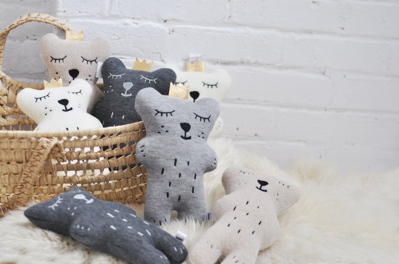 Neutral Sleepy Bear Soft Toy, Polar bear plush toy, Teddy bear, polar bear, bears, woodland animal, stuffed animal, Baby Shower gift, Plush image 7