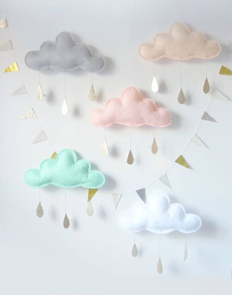 Boy Kids room Cloud Decor- Blue and brown nursery decor, Boy nursery decor, Nordic minimalist nursery, Baby boy gift, The Butter Flying, mobile nuage bebe, decoration chambre enfant nuage, gender neutral baby room decor, modern  nursery decor gift