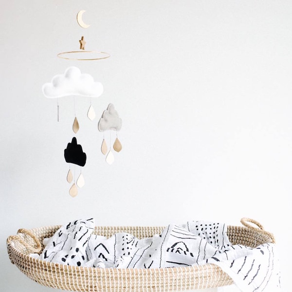 Black and white Mobile - cloud mobile- The butter flying - Black and white nursery Mobile - nursery - Mobile - baby- Baby mobile - scandi