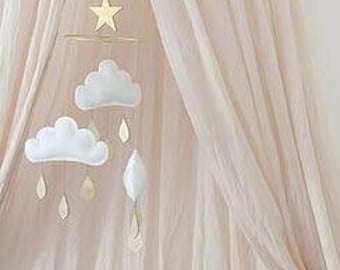 White baby Mobile, Cloud Mobile, Gold Mobile, Crib Mobile, Nursery Mobile, Felt Mobile, Cloud Nursery Decor, Nursery Decor, Modern Nursery,