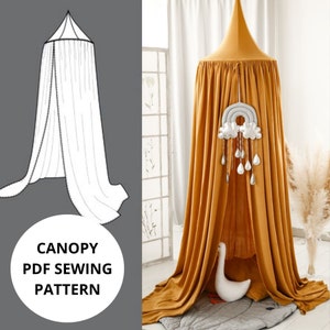 Patrón de costura para dosel de cuna, patrón de costura para dosel de cama en formato PDF, descarga instantánea con instrucciones fotográficas paso a paso, tienda de campaña, dosel de cuna