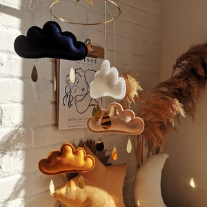Navy Baby mobile, Boy nursery mobile, Baby mobile Boy, Crib mobile for boy, Ceiling Mobile, Gold Baby mobile, Cloud mobile, Navy nursery boy