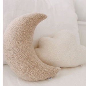 Boucle Kissen | Deko Kissen | Kissen Wolke | Mond Kissen | Stern-Kissen |  Beige Kinderzimmer Dekor | Baby-Dusche-Geschenk | Boucle Kissen
